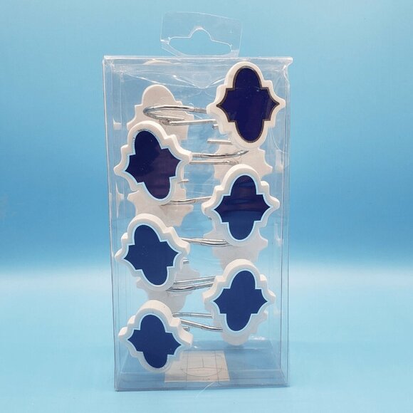 4-Piece Frework Bathroom Set Blue Waste Basket Lotion Tooth Brush Holders S Hook - Picture 6 of 11